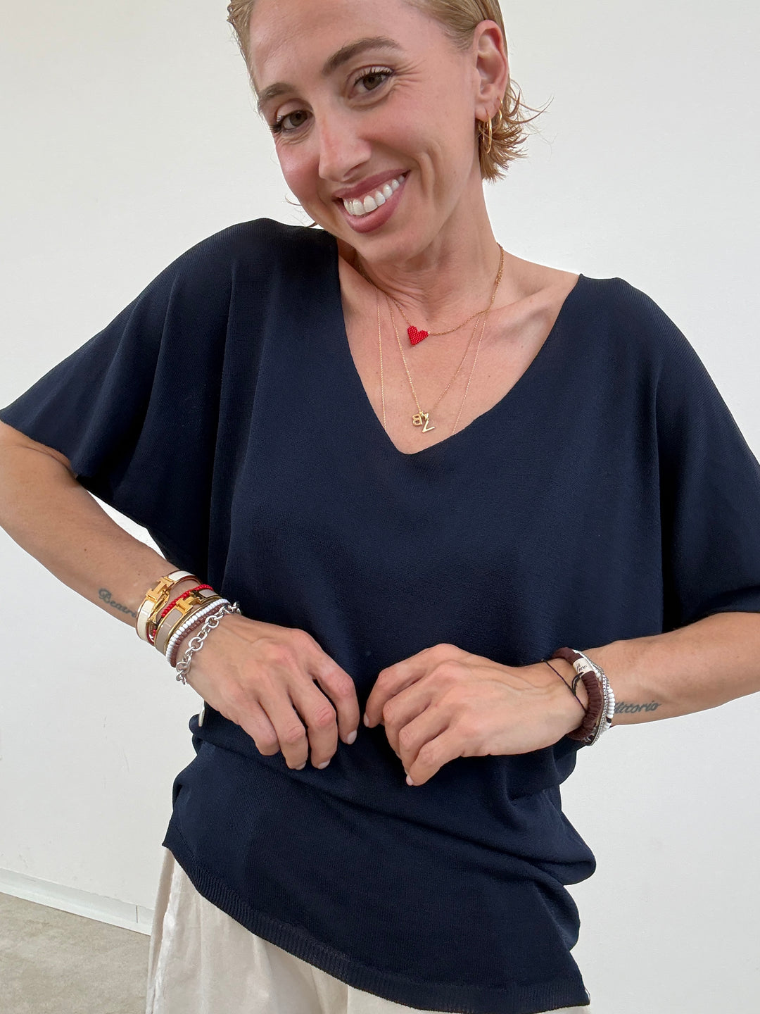 MAGLIA FILO V BLU NOTTE
