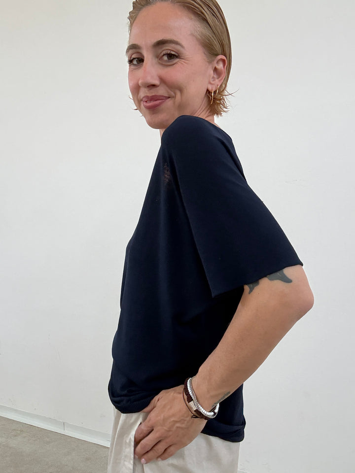 MAGLIA FILO V BLU NOTTE