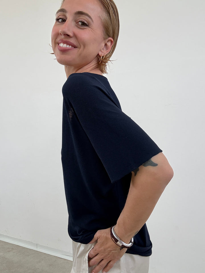 MAGLIA FILO V BLU NOTTE