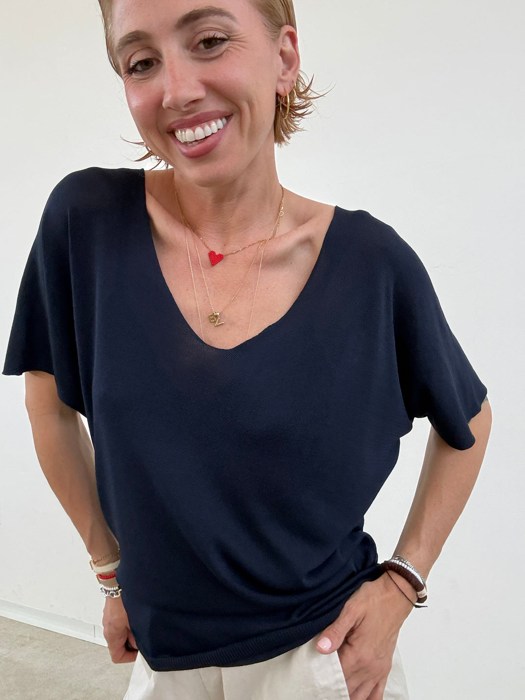MAGLIA FILO V BLU NOTTE