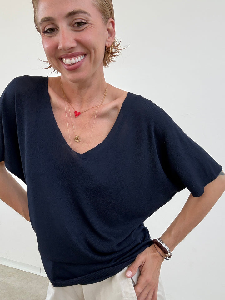 MAGLIA FILO V BLU NOTTE