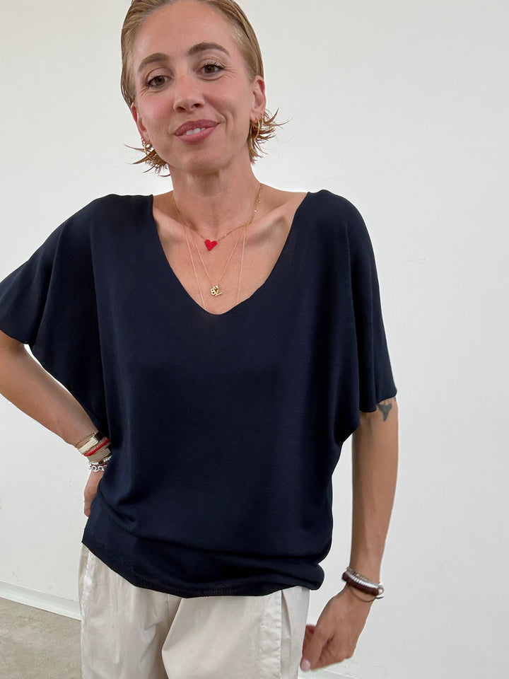 MAGLIA FILO V BLU NOTTE