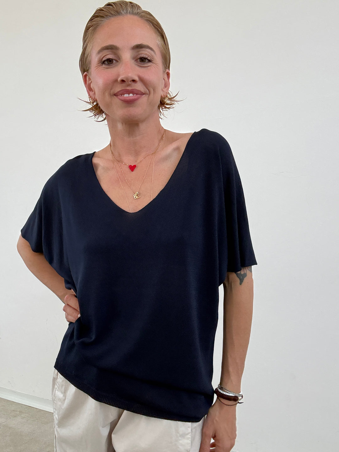 MAGLIA FILO V BLU NOTTE