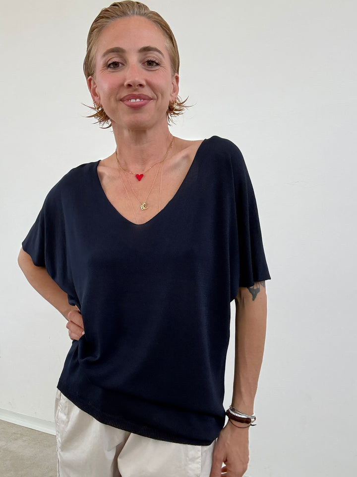 MAGLIA FILO V BLU NOTTE