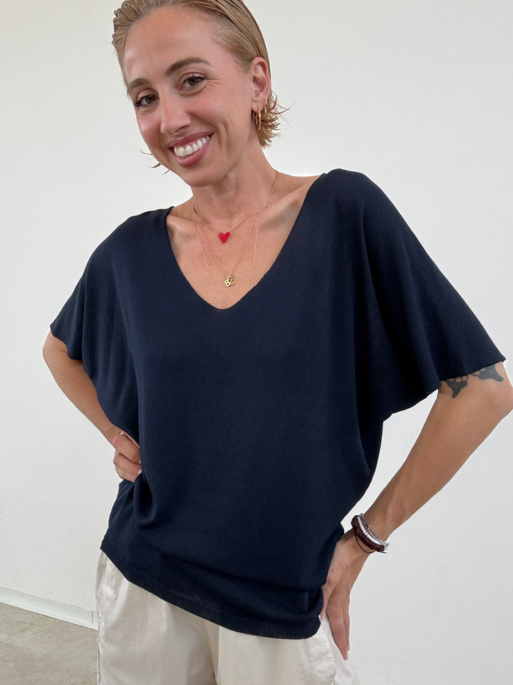 MAGLIA FILO V BLU NOTTE