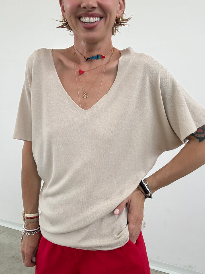 MAGLIA FILO V LIGHTBEIGE