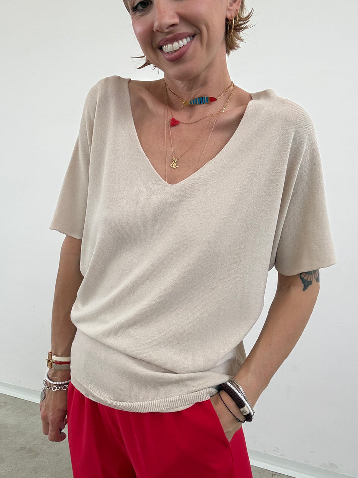 MAGLIA FILO V LIGHTBEIGE