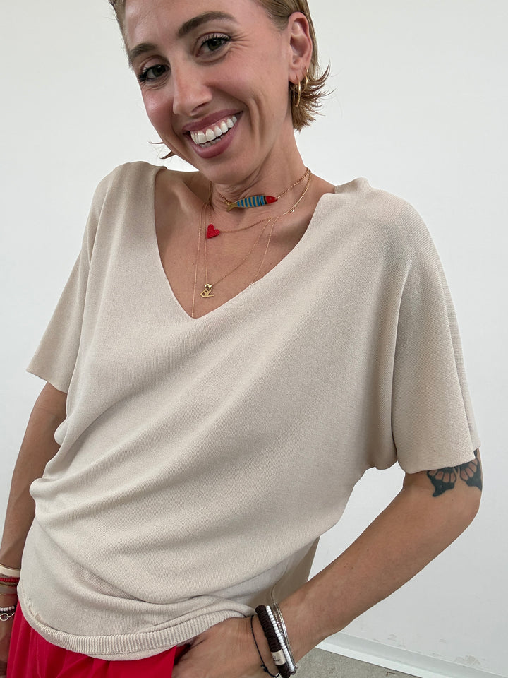 MAGLIA FILO V LIGHTBEIGE