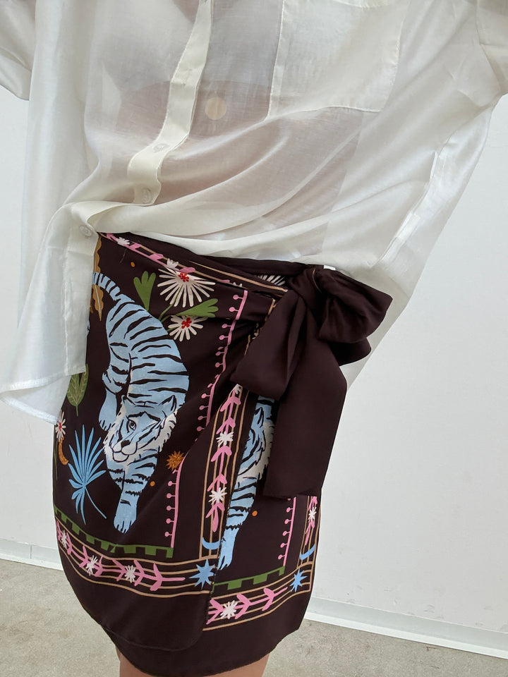 MINIGONNA PAREO TIGER CIOCCO CELESTE