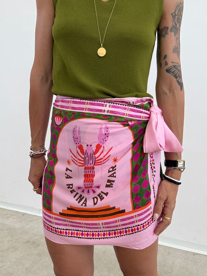 MINIGONNA PAREO LOBSTER ROSA