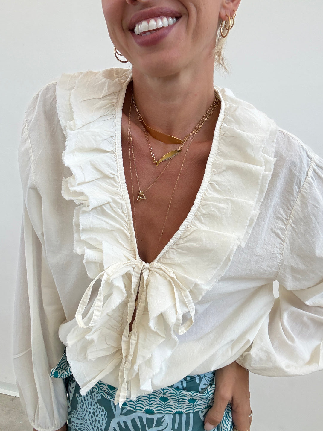 BLUSA MUSSOLA LACCETTO LATTE