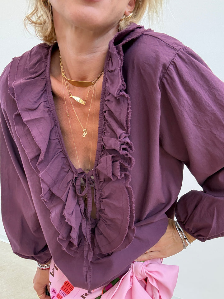 BLUSA MUSSOLA LACCETTO PRUGNA