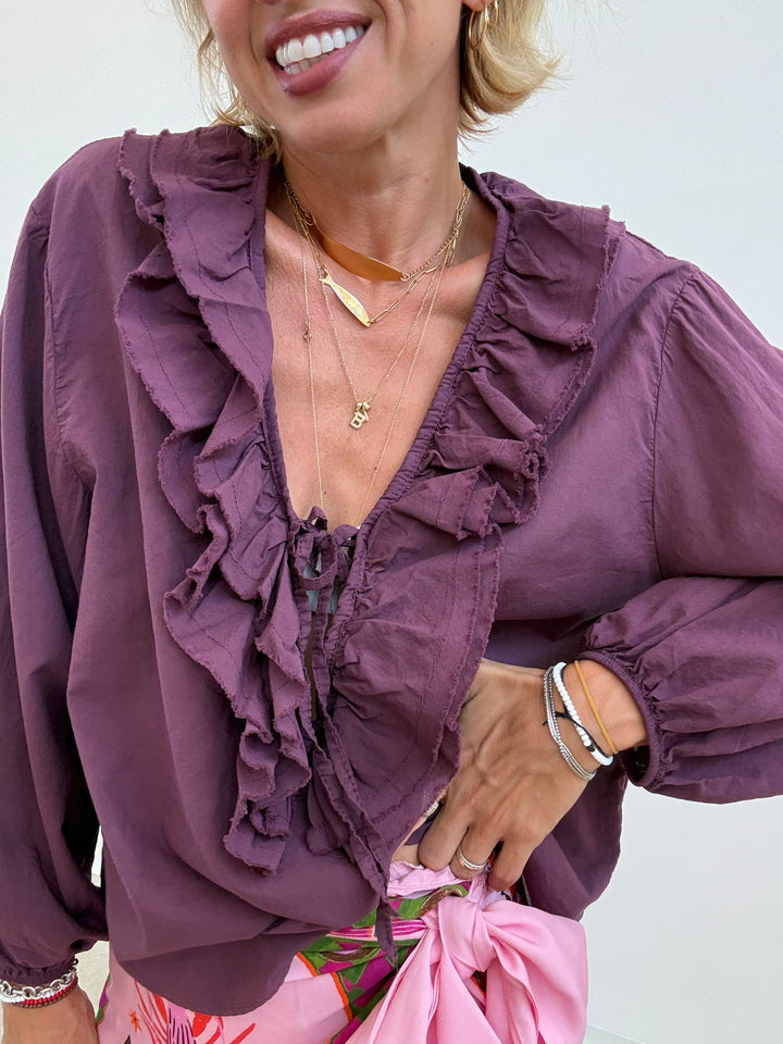 BLUSA MUSSOLA LACCETTO PRUGNA