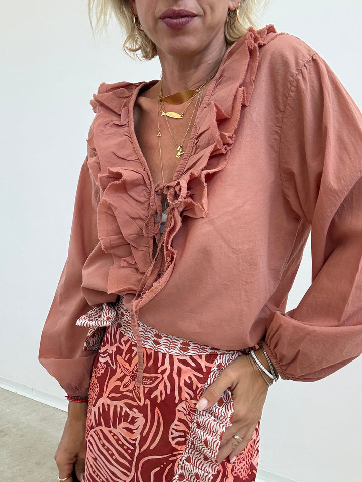BLUSA MUSSOLA LACCETTO ROSA ANTICO