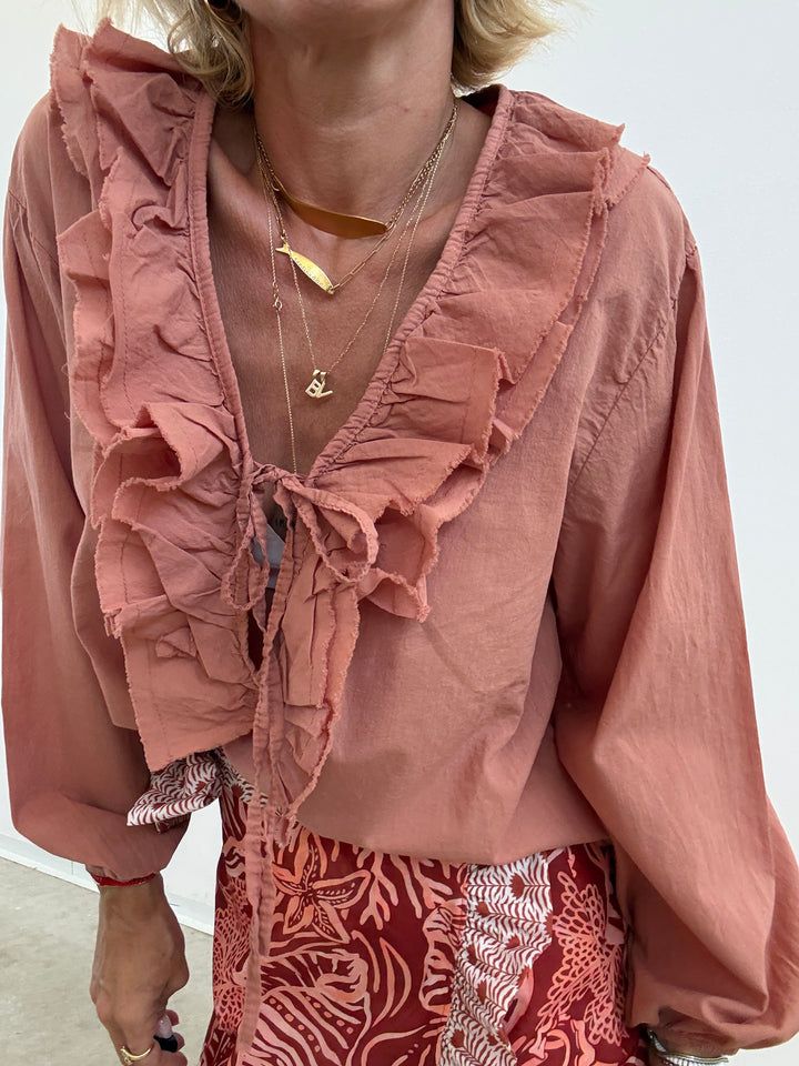 BLUSA MUSSOLA LACCETTO ROSA ANTICO