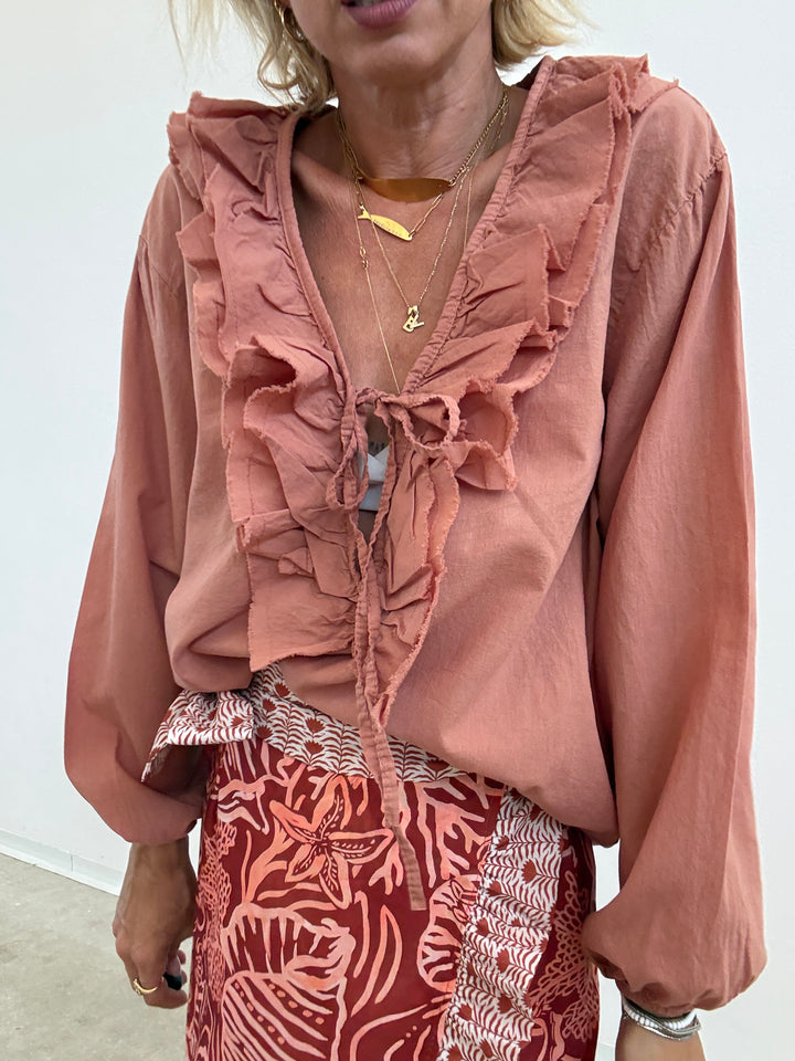 BLUSA MUSSOLA LACCETTO ROSA ANTICO