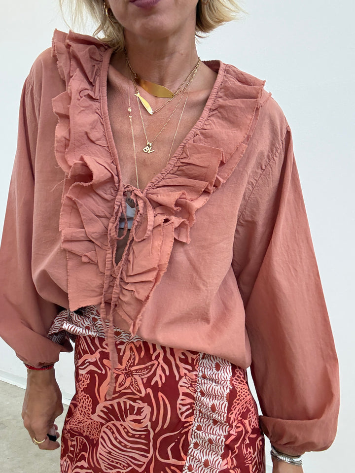 BLUSA MUSSOLA LACCETTO ROSA ANTICO