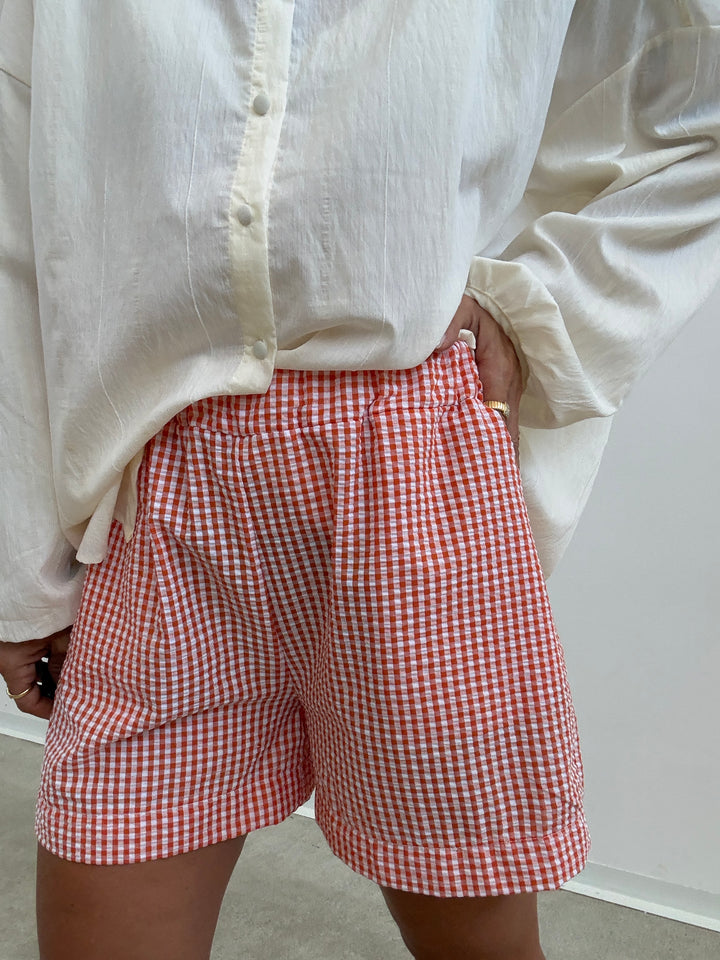 BERMUDA MALIKA VICHY ARANCIO/BIANCO