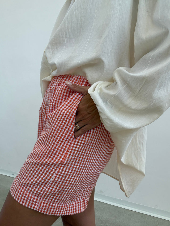 BERMUDA MALIKA VICHY ARANCIO/BIANCO