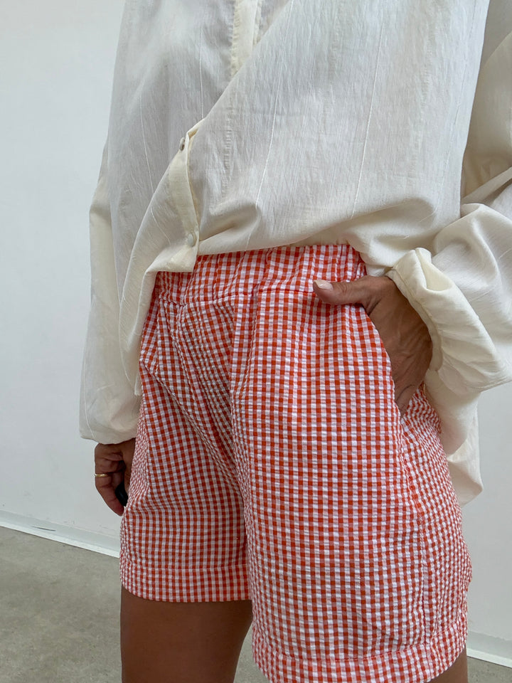 BERMUDA MALIKA VICHY ARANCIO/BIANCO