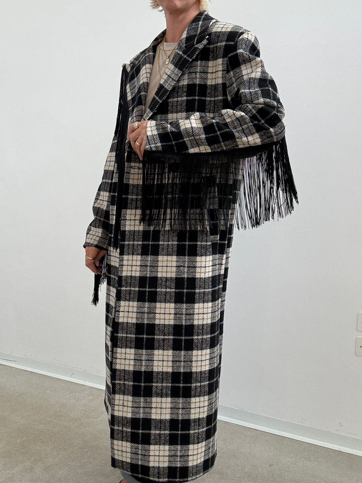 CAPPOTTO FRANGE CHECK NERO