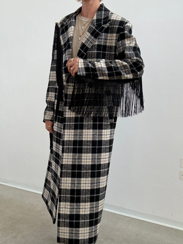 CAPPOTTO FRANGE CHECK NERO