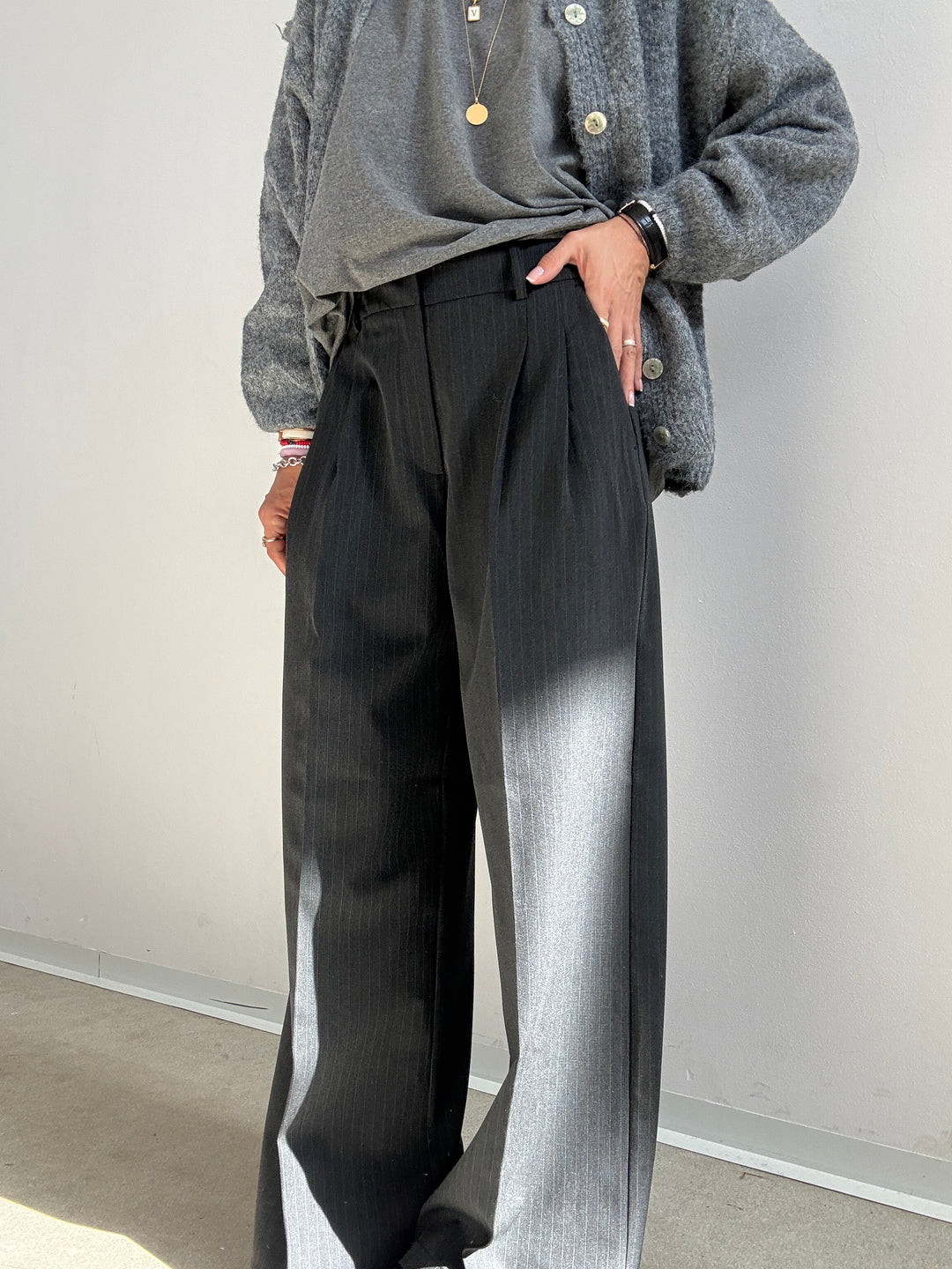 PANTALONE GESSATO ANTRACITE