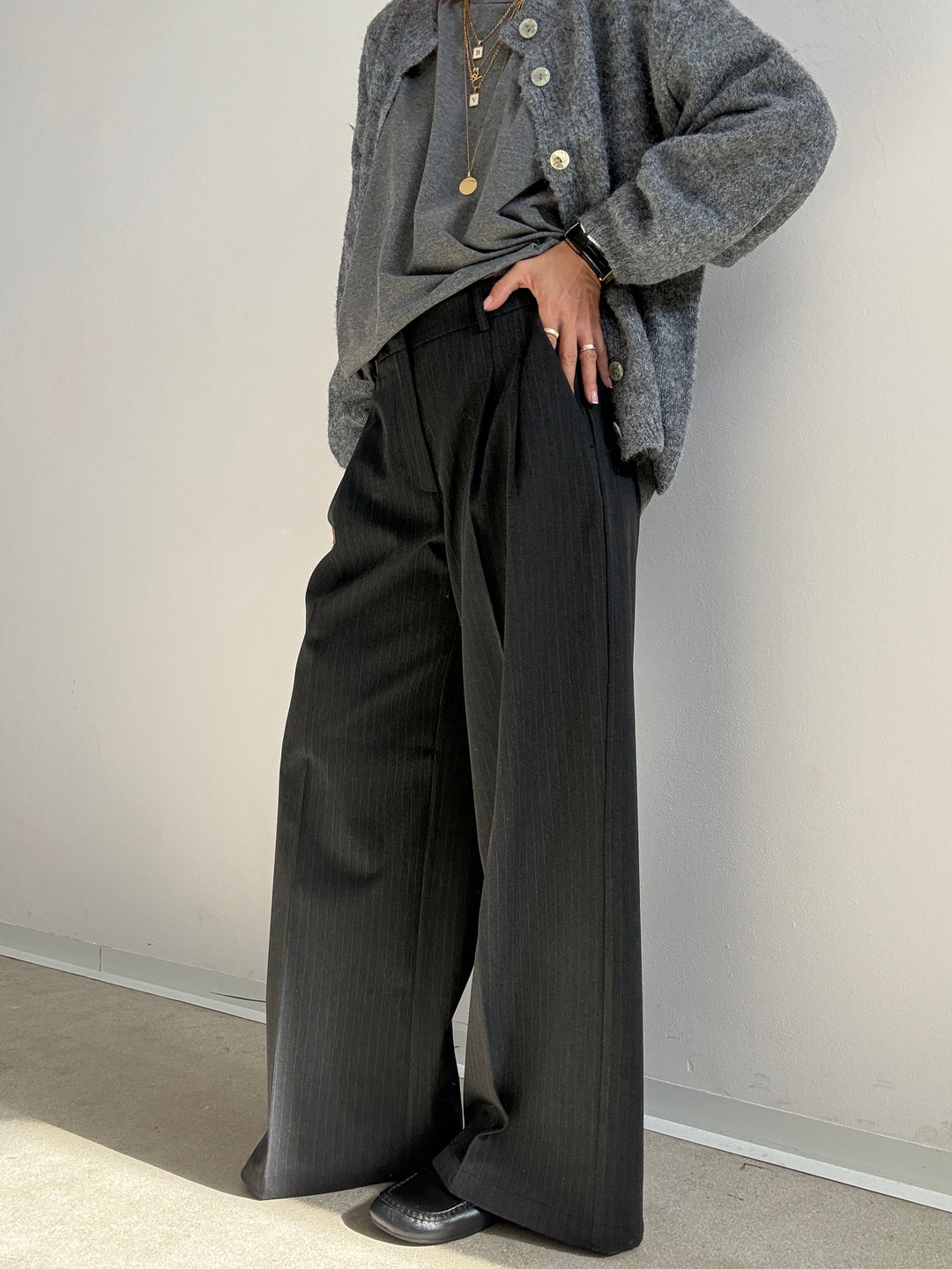 PANTALONE GESSATO ANTRACITE