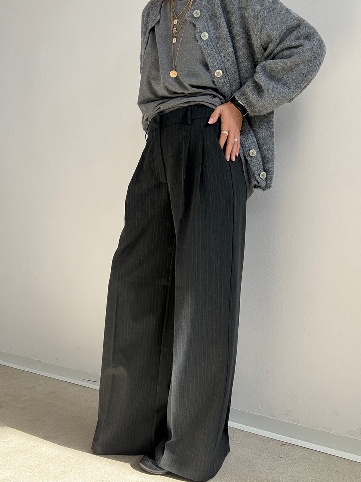 PANTALONE GESSATO ANTRACITE
