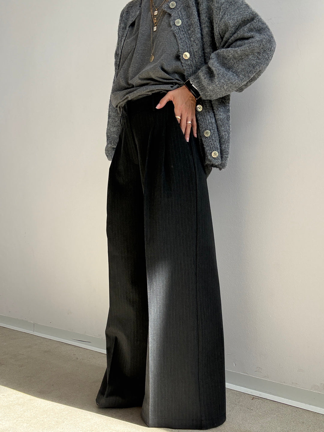 PANTALONE GESSATO ANTRACITE