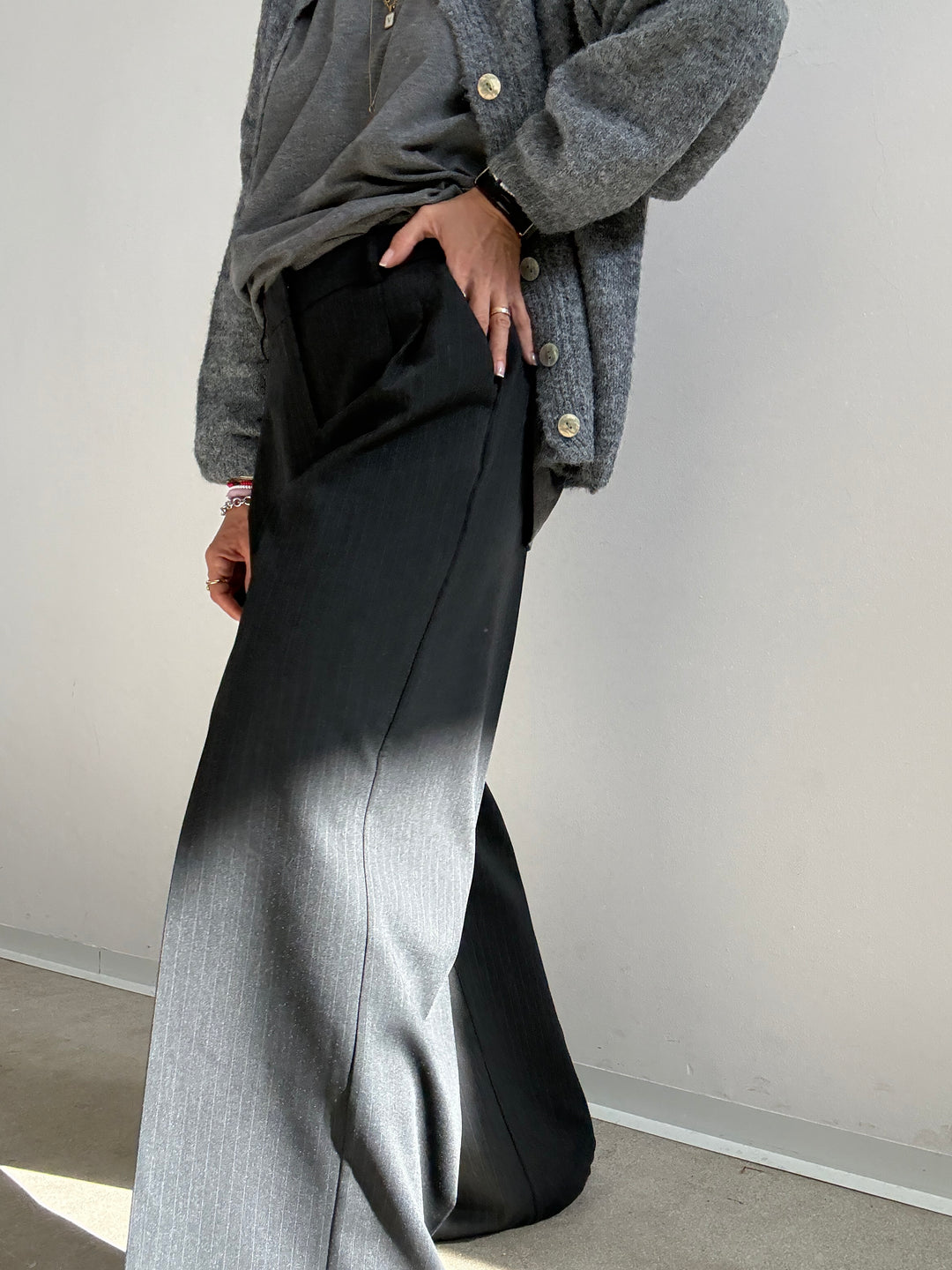 PANTALONE GESSATO ANTRACITE