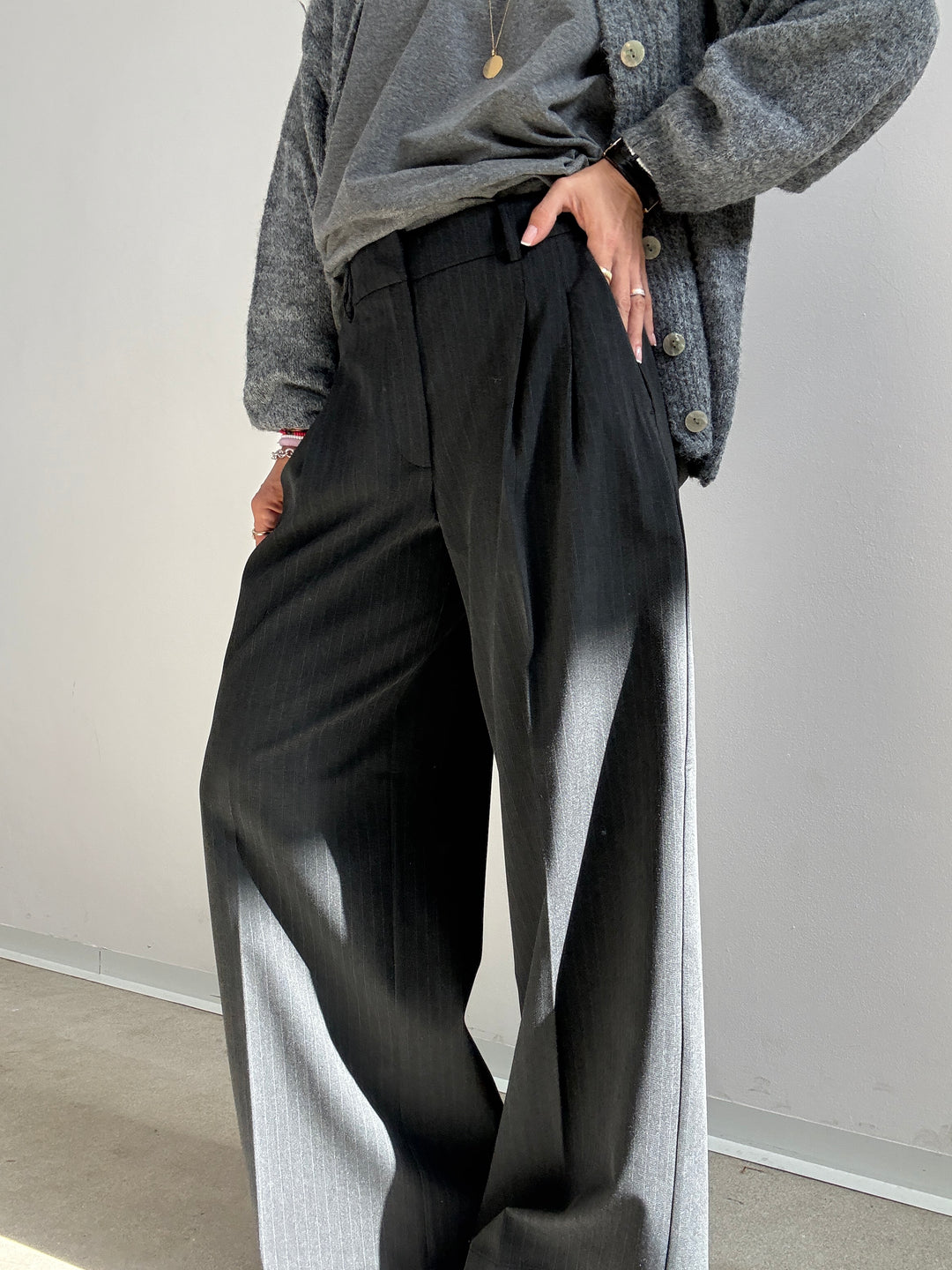 PANTALONE GESSATO ANTRACITE