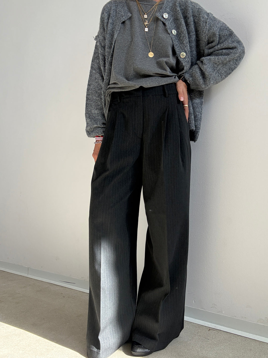 PANTALONE GESSATO ANTRACITE