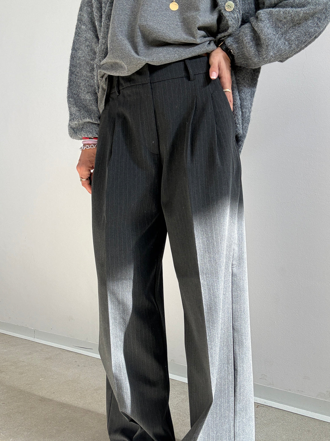 PANTALONE GESSATO ANTRACITE