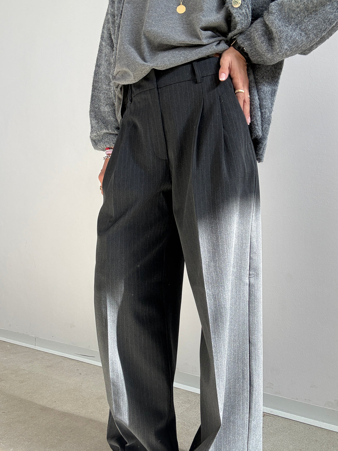 PANTALONE GESSATO ANTRACITE