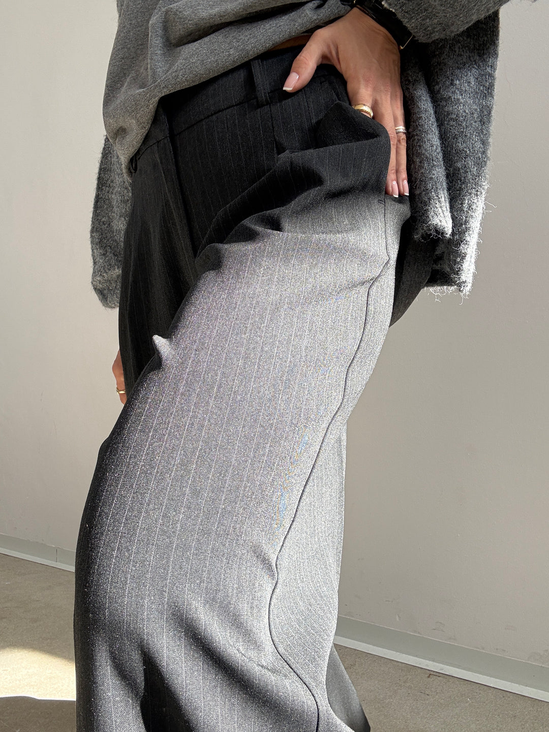 PANTALONE GESSATO ANTRACITE