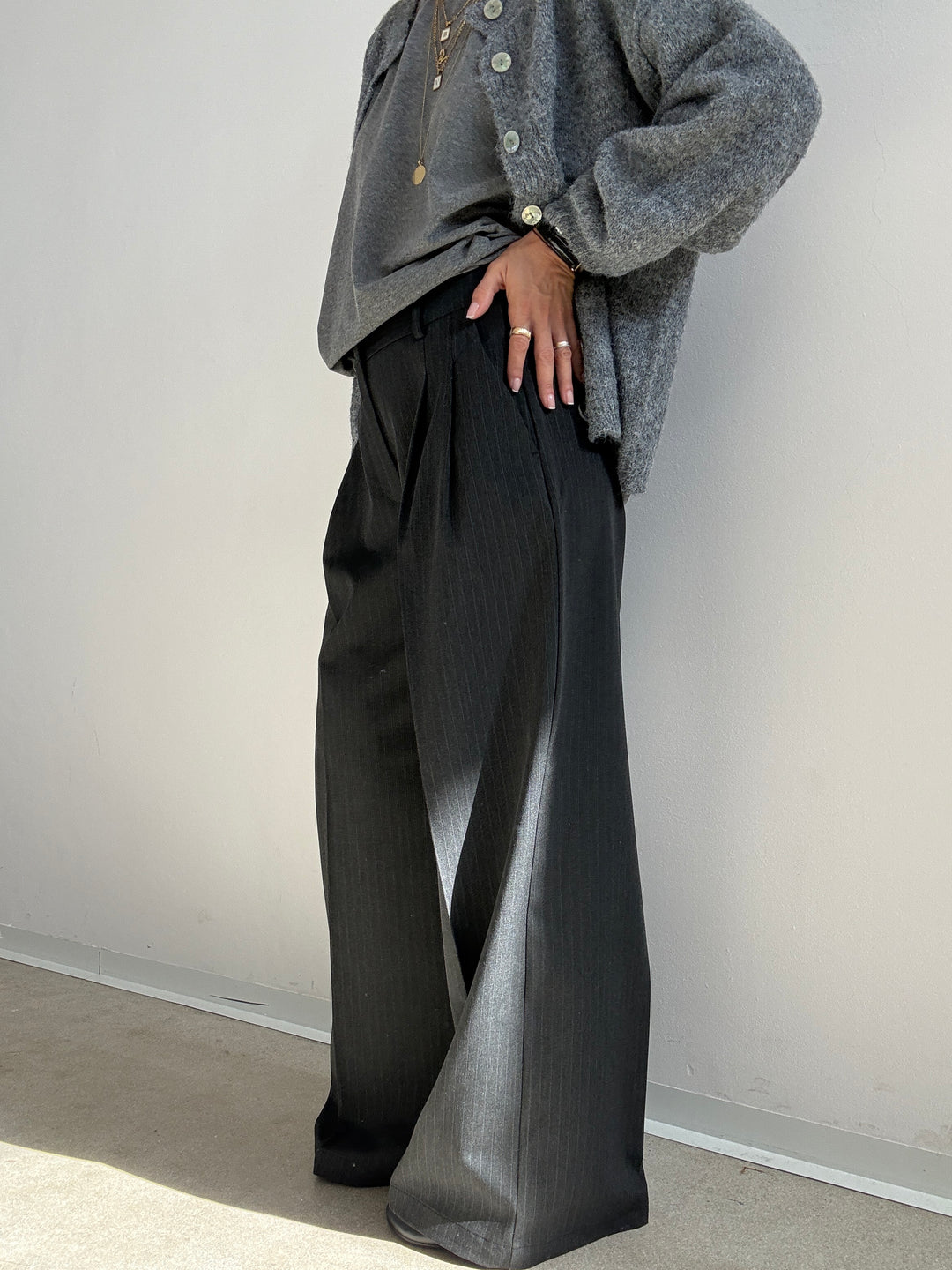 PANTALONE GESSATO ANTRACITE