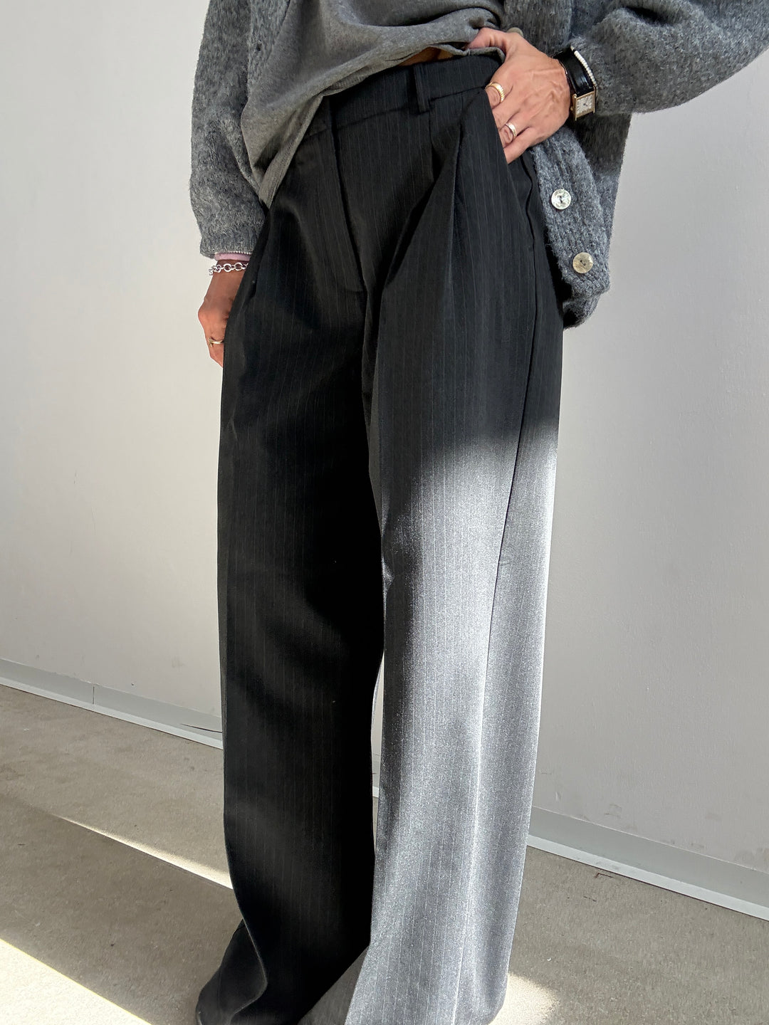 PANTALONE GESSATO ANTRACITE