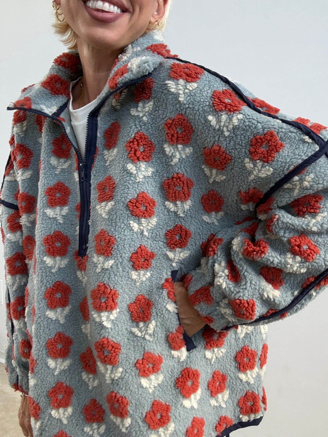 ANORAK TEDDY AZZURRO/CORALLO
