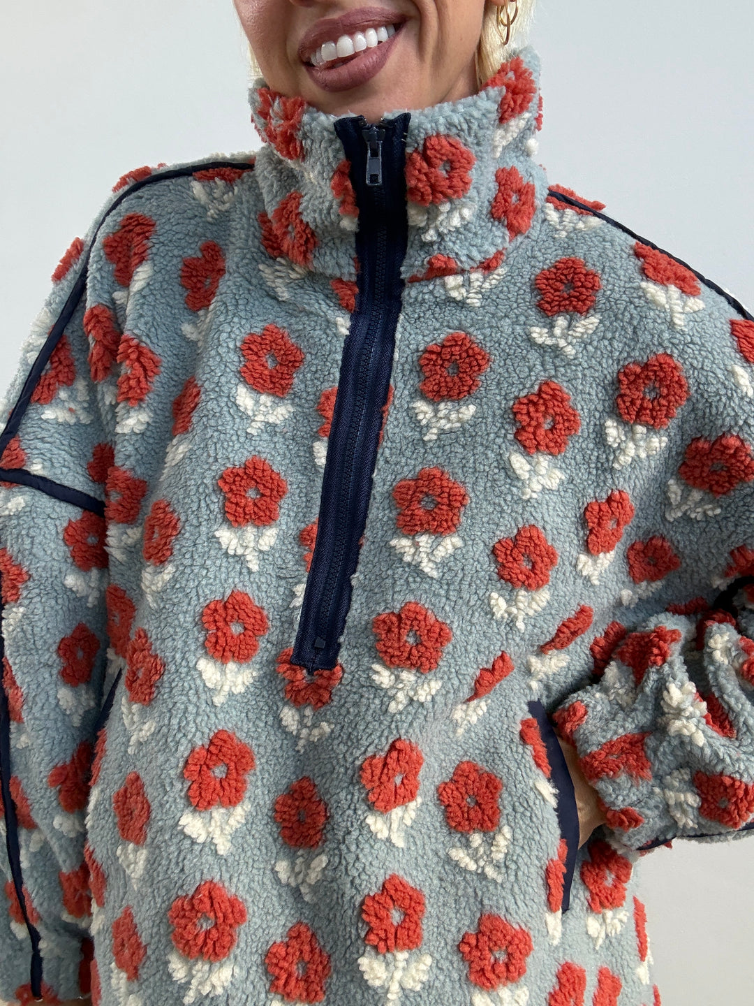 ANORAK TEDDY AZZURRO/CORALLO