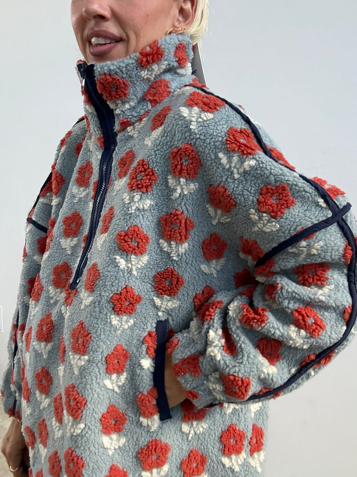 ANORAK TEDDY AZZURRO/CORALLO