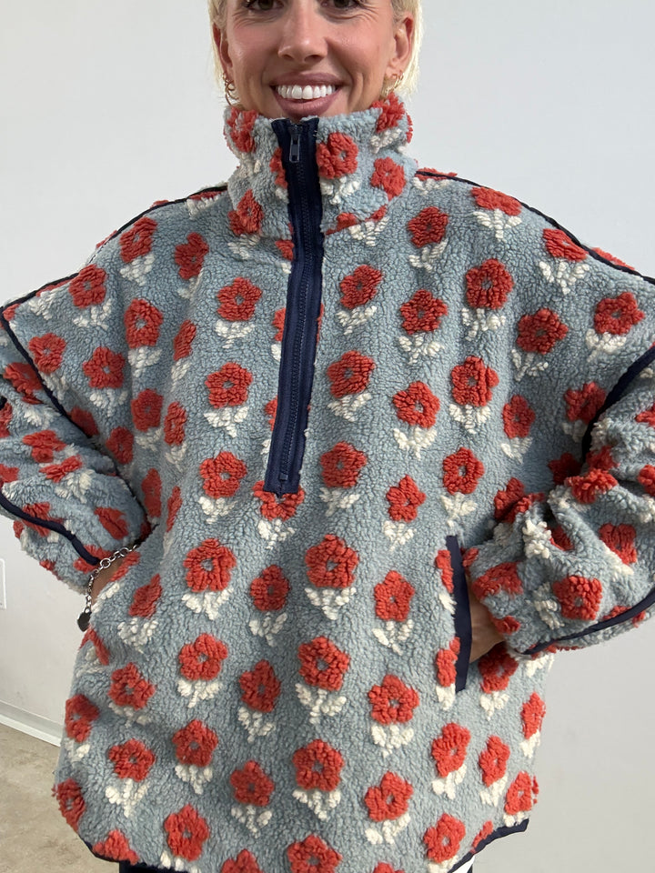 ANORAK TEDDY AZZURRO/CORALLO
