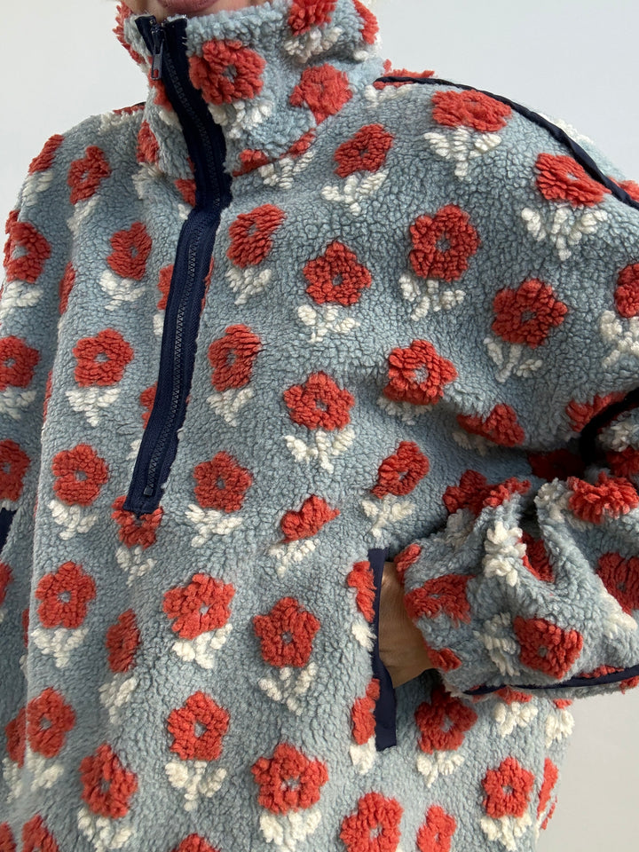 ANORAK TEDDY AZZURRO/CORALLO