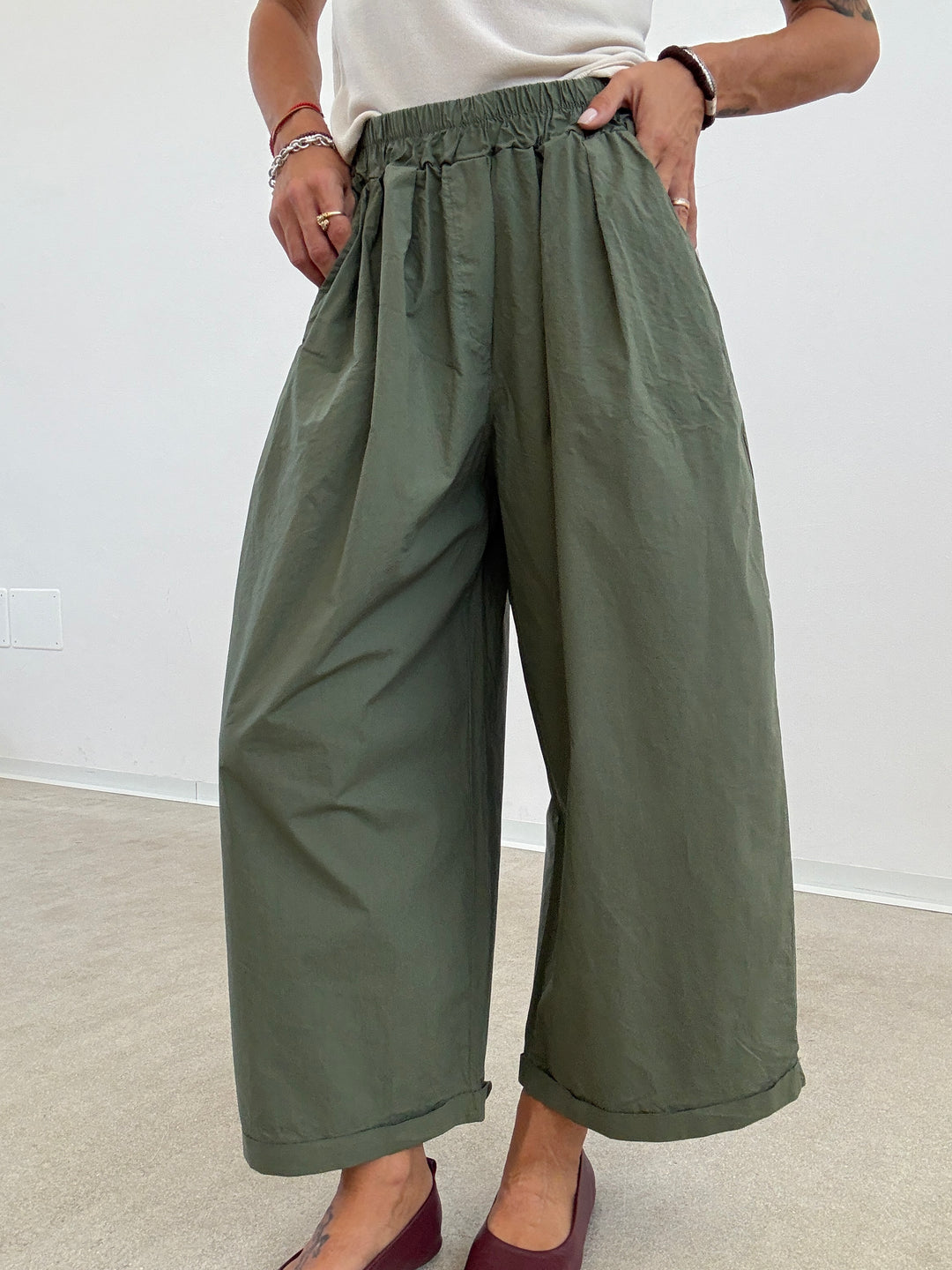 PANTALONE OLIMPIA COTONE VERDE MILI