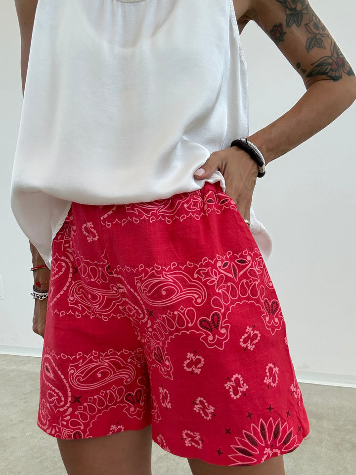 BERMUDA BANDANA LINO ROSSO