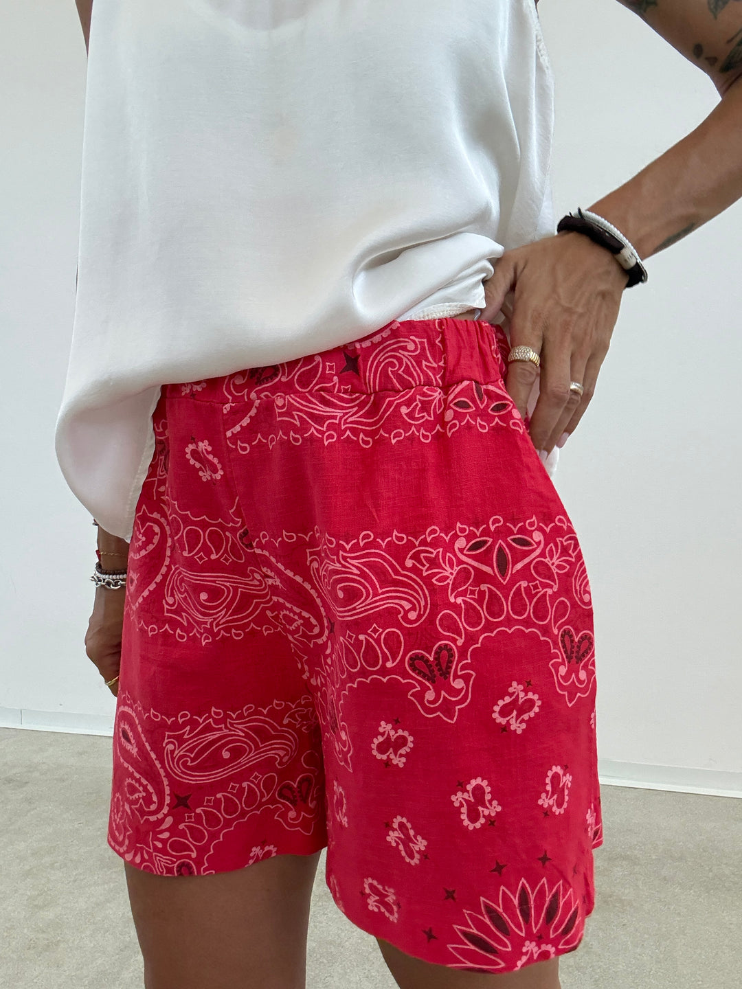 BERMUDA BANDANA LINO ROSSO