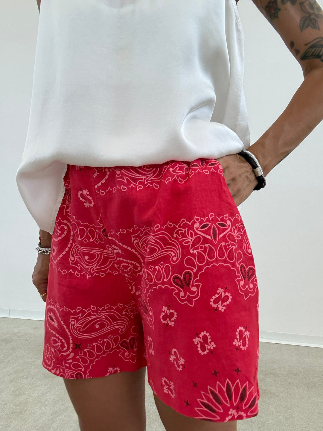 BERMUDA BANDANA LINO ROSSO