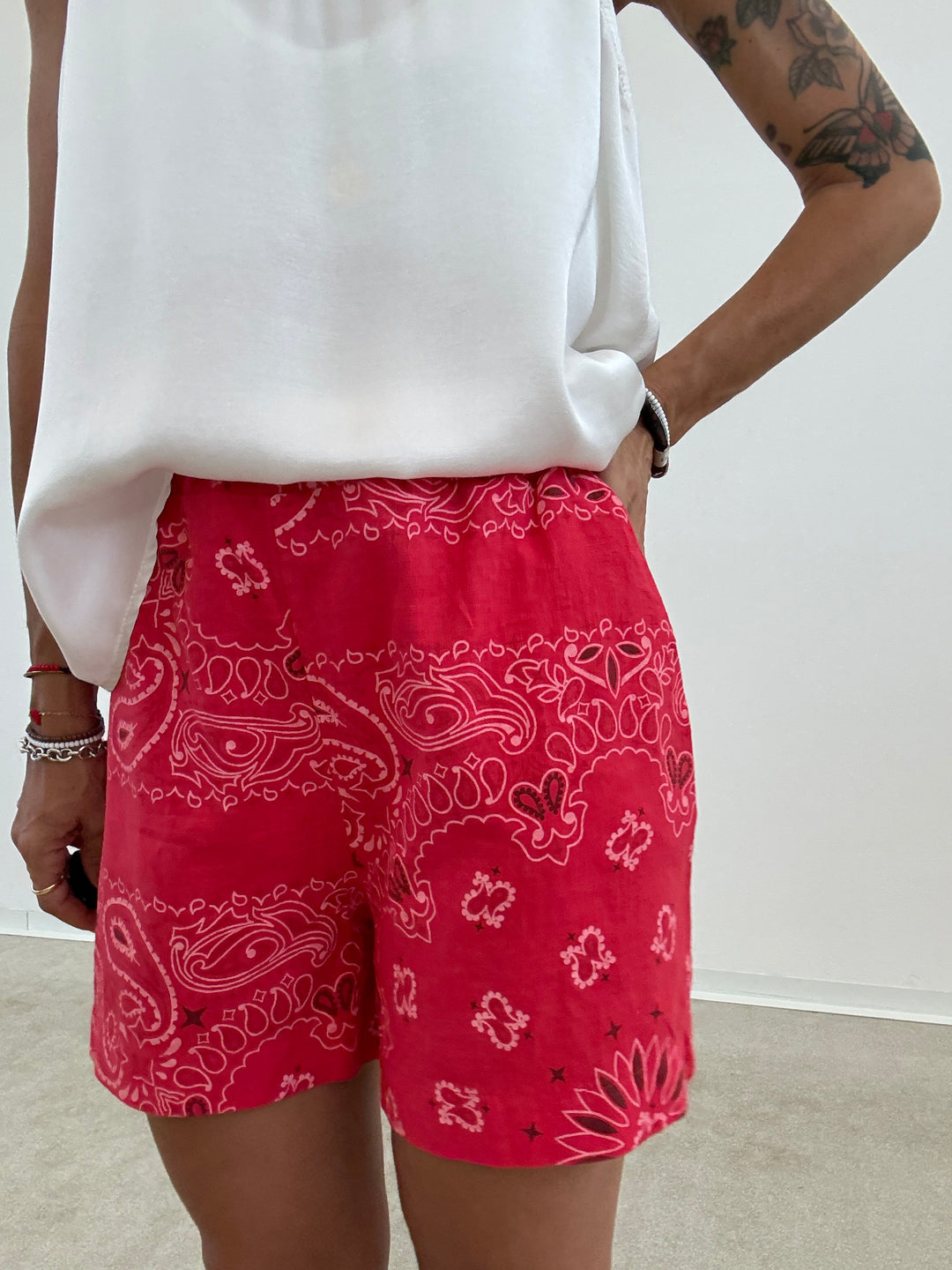BERMUDA BANDANA LINO ROSSO