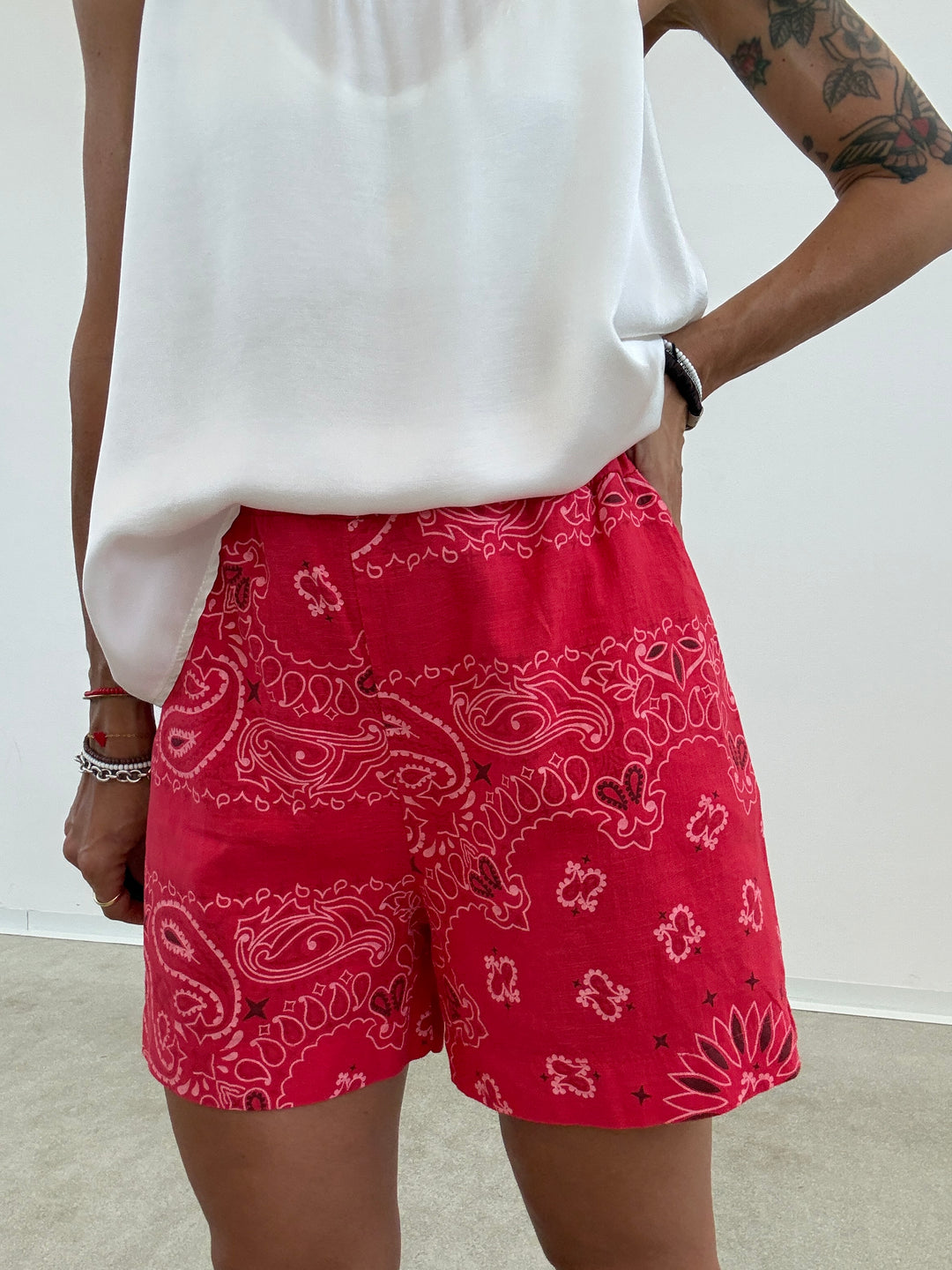 BERMUDA BANDANA LINO ROSSO