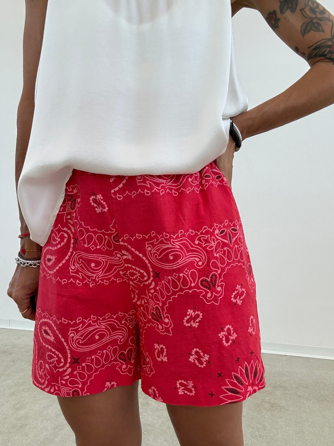 BERMUDA BANDANA LINO ROSSO